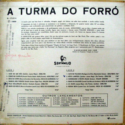 1969 - Coletanea - A turma do forro - verso