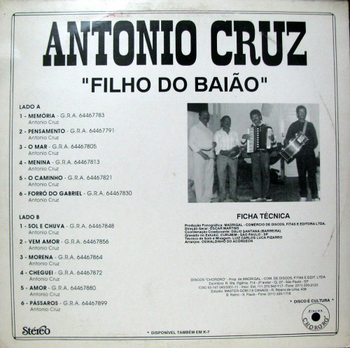 Antonio Cruz - Filho do baiao - verso