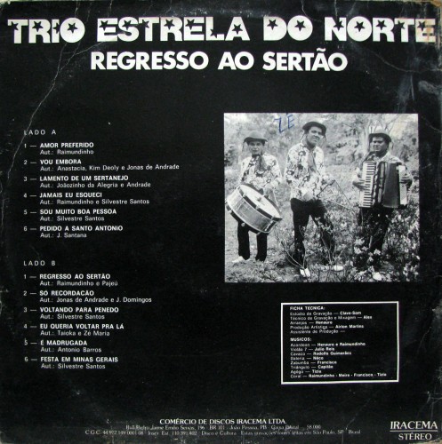 Trio Estrela do Norte - Regresso ao sertao - verso