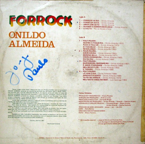 1987 - Onildo Almeida - Forrock - verso