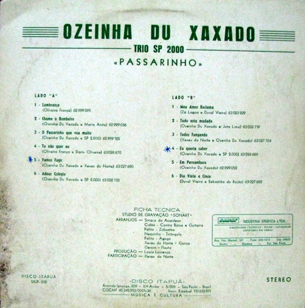 1987 - Ozeinha du xaxado - O passarinho que voa muito - verso