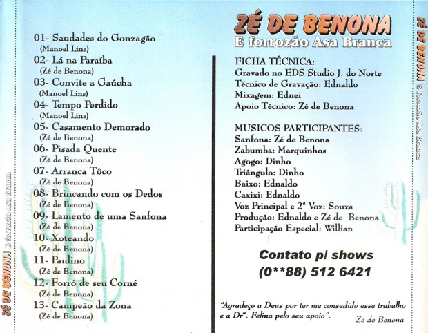 Ze de Benona - verso