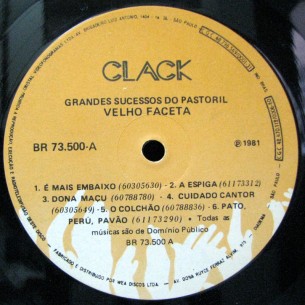 1981 - Velho Faceta - Os grandes sucessos do pastoril - selo A