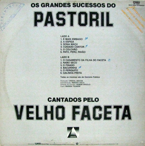 1981 - Velho Faceta - Os grandes sucessos do pastoril - verso