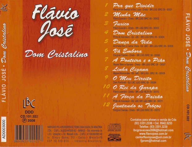 Flavio Jose - Dom Cristalino (verso)
