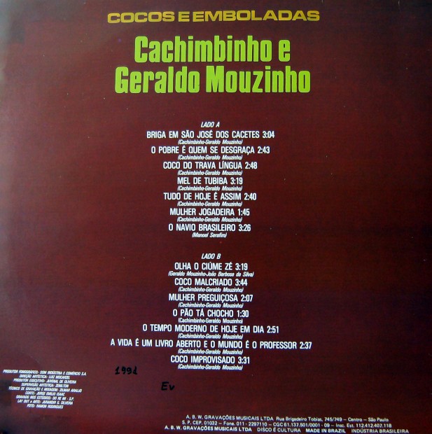 Cocos e Emboladas - verso